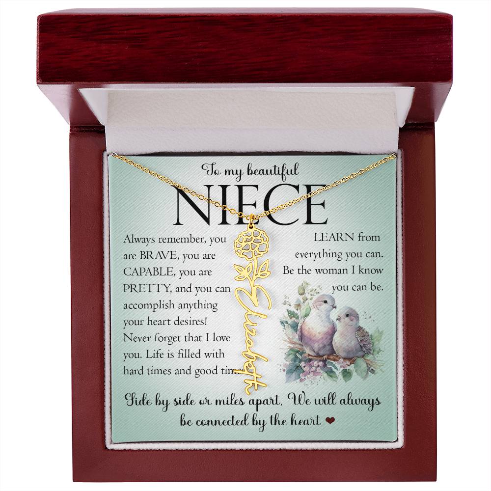 Niece Gift, Name Flower Necklace