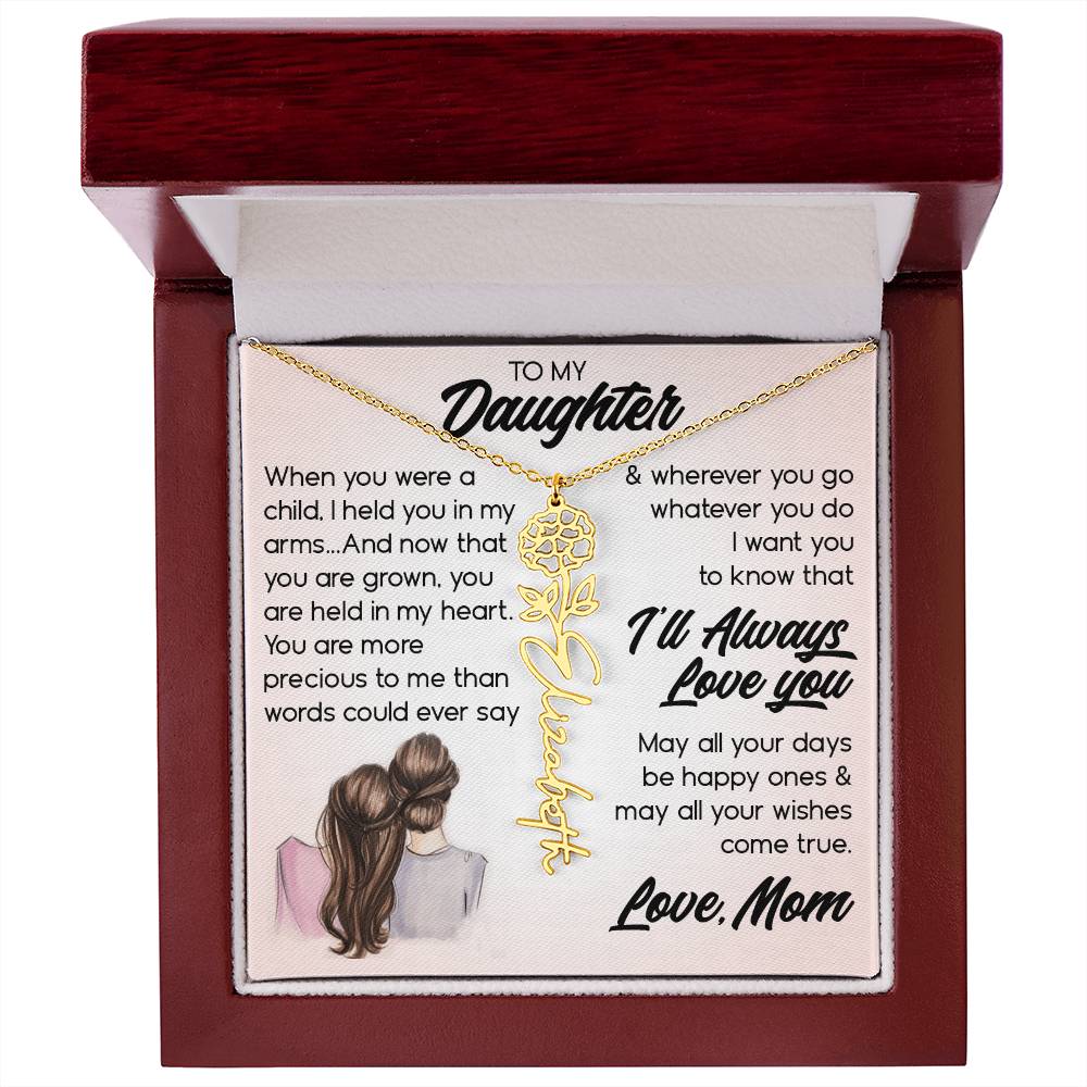 To My Daughter, Name Flower Necklace