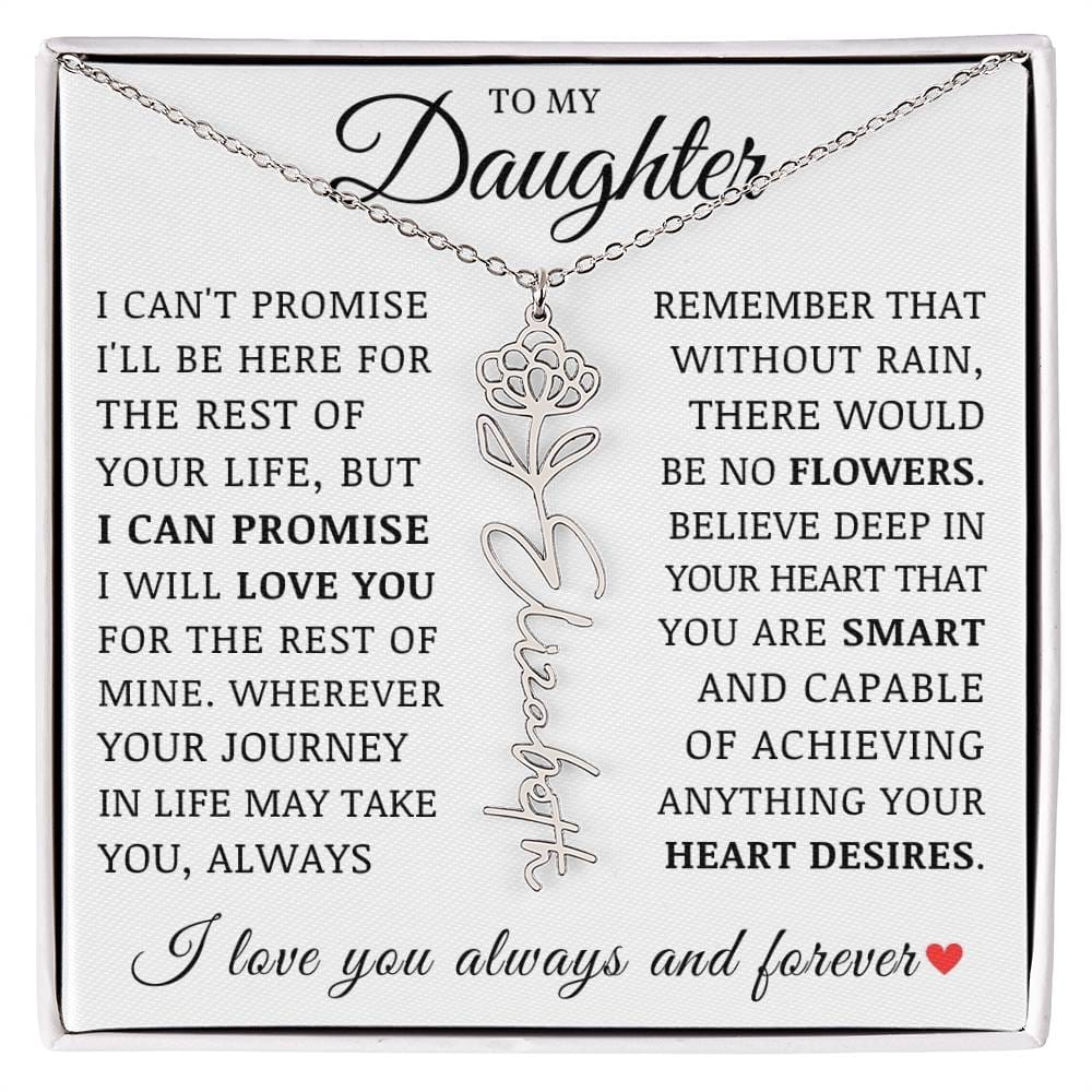 To My Daughter, Customized Name Necklace with Birth Flower, Birthday Christmas Graduation Gift for Her