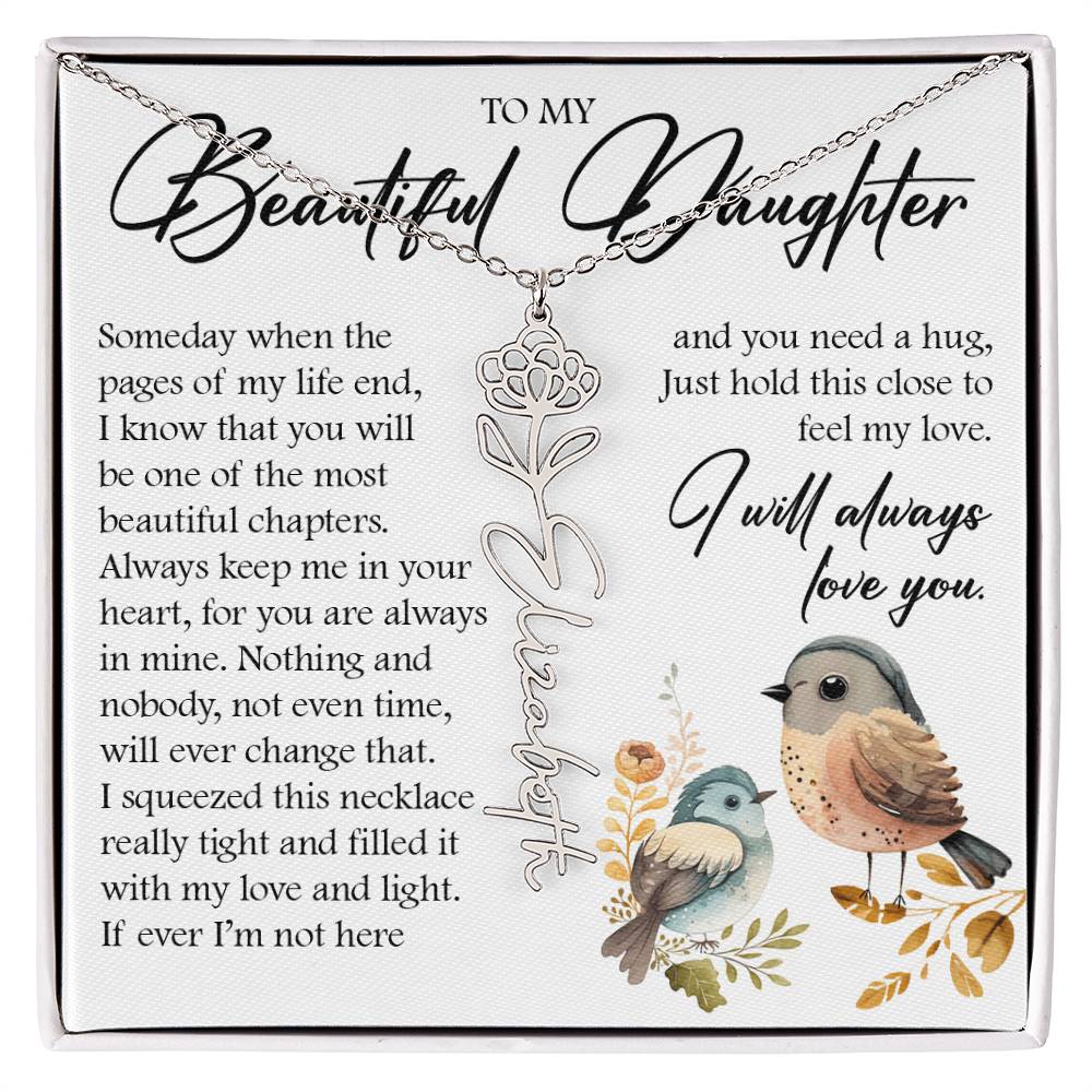 Custom Name Flower Necklace, Daughter Gift