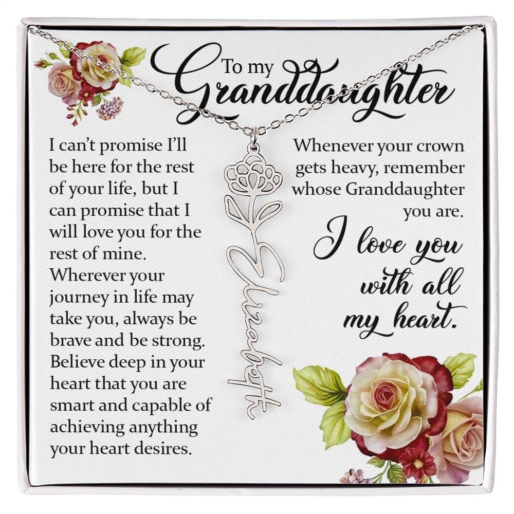 To My Granddaughter, Name Flower Necklace