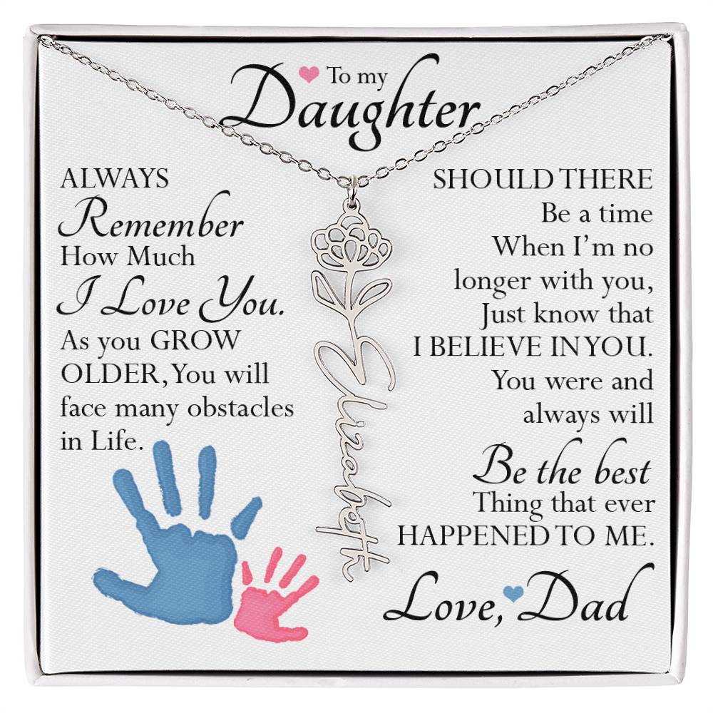To My Daughter, Name Flower Necklace
