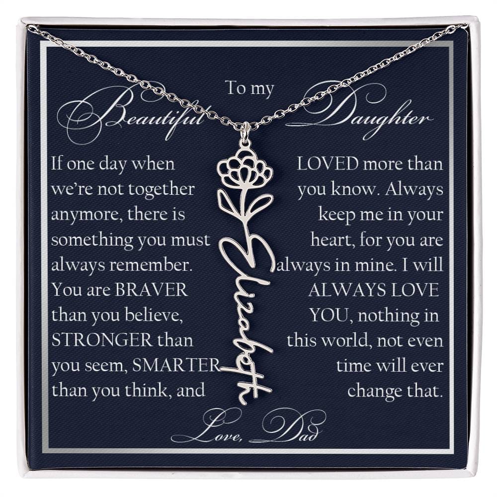 To My Beautiful Daughter, Name Flower Necklace