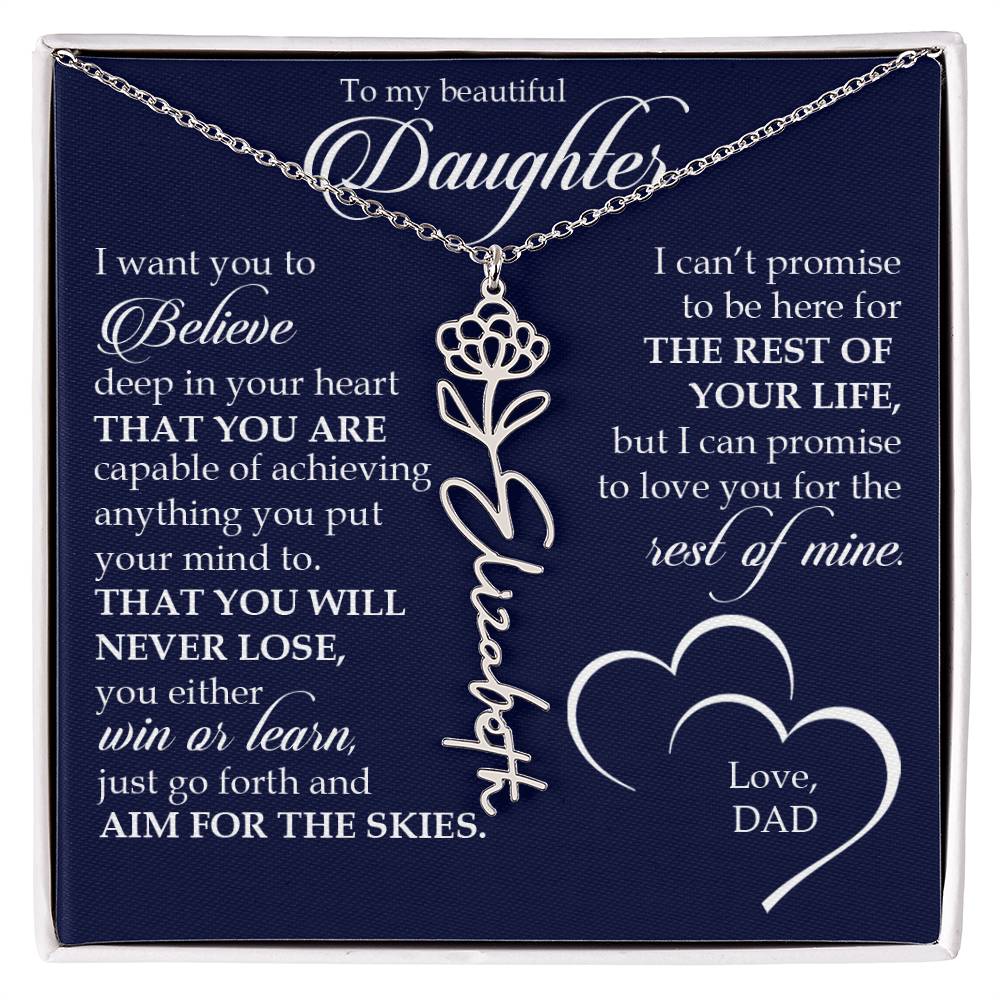 To My Beautiful Daughter, Name Flower Necklace
