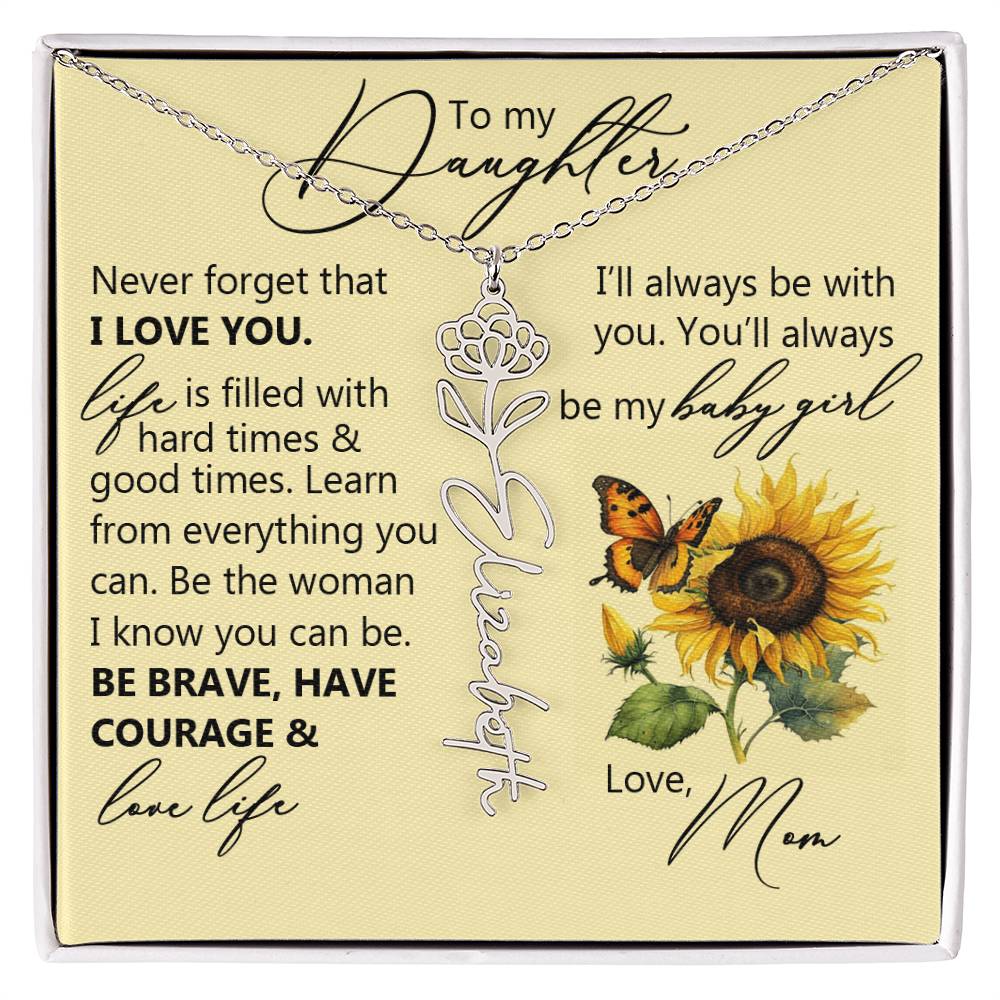 To My Daughter, Name Flower Necklace
