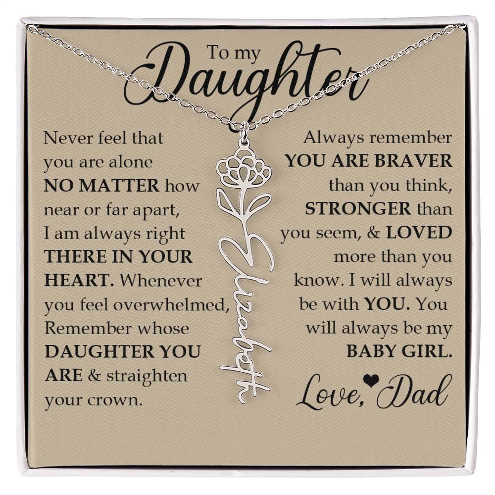 To My Daughter, Name Flower Necklace