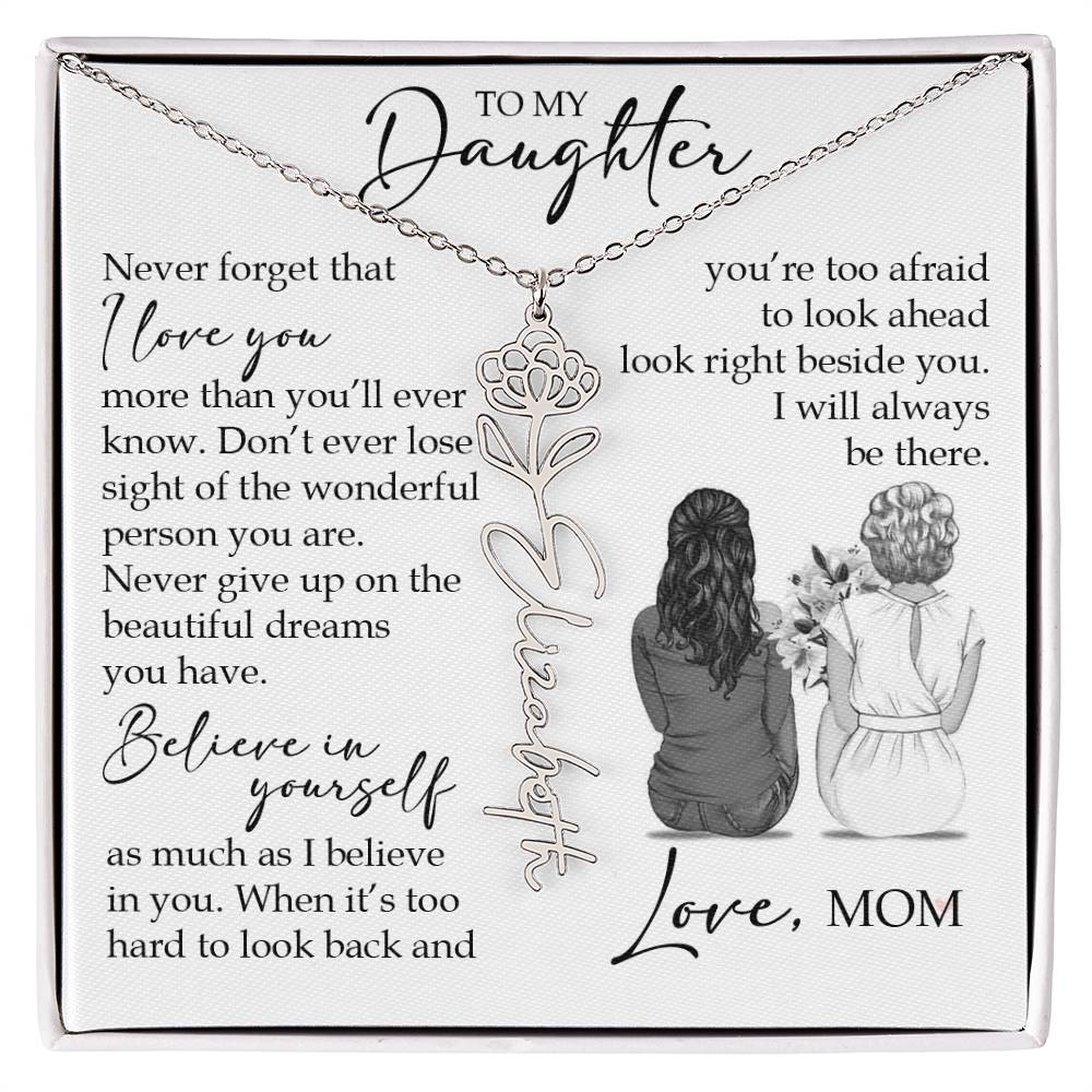 To My Daughter, Birth Flower Name Necklace