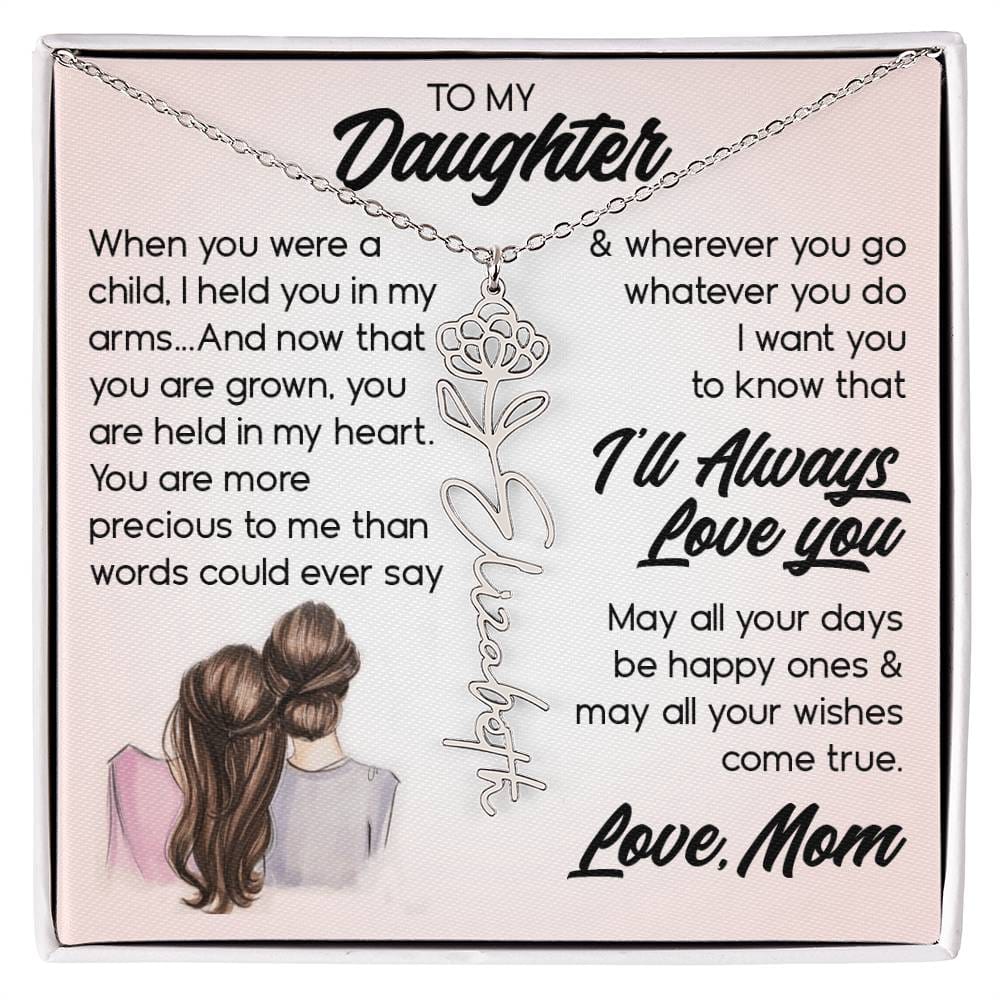 To My Daughter, Name Flower Necklace