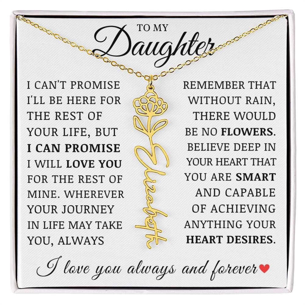 To My Daughter, Customized Name Necklace with Birth Flower, Birthday Christmas Graduation Gift for Her