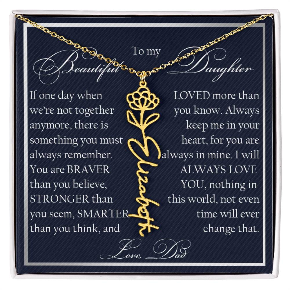 To My Beautiful Daughter, Name Flower Necklace