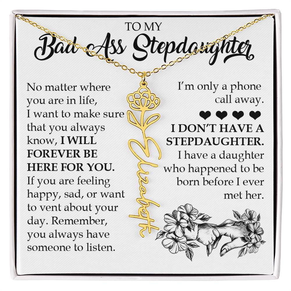 Personalized Daughter Keepsake Gift, Name Flower Necklace
