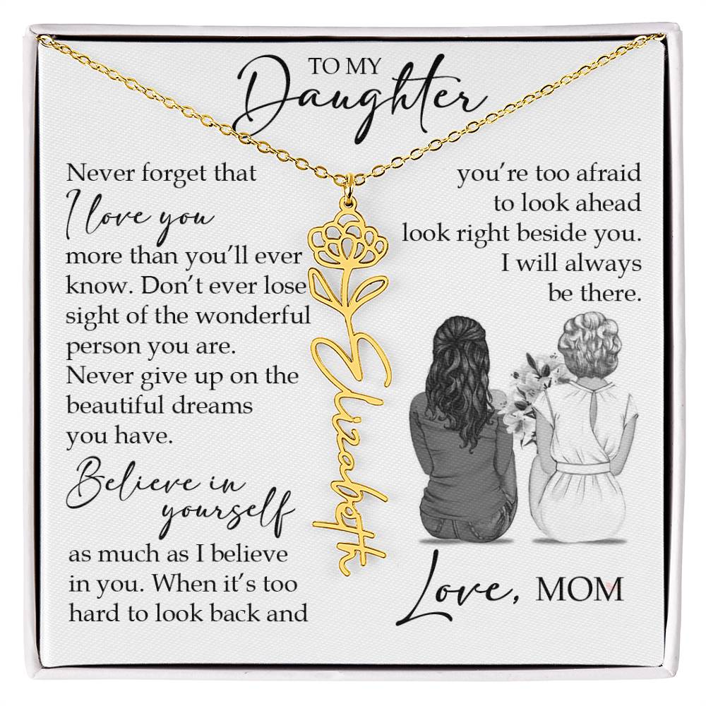 To My Daughter, Birth Flower Name Necklace