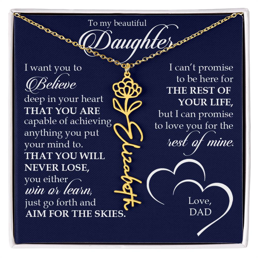 To My Beautiful Daughter, Name Flower Necklace