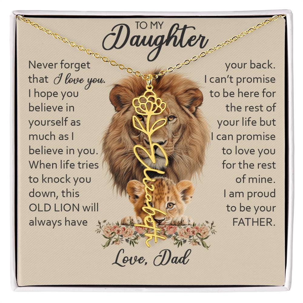 To My Daughter, Birth Flower Name Necklace