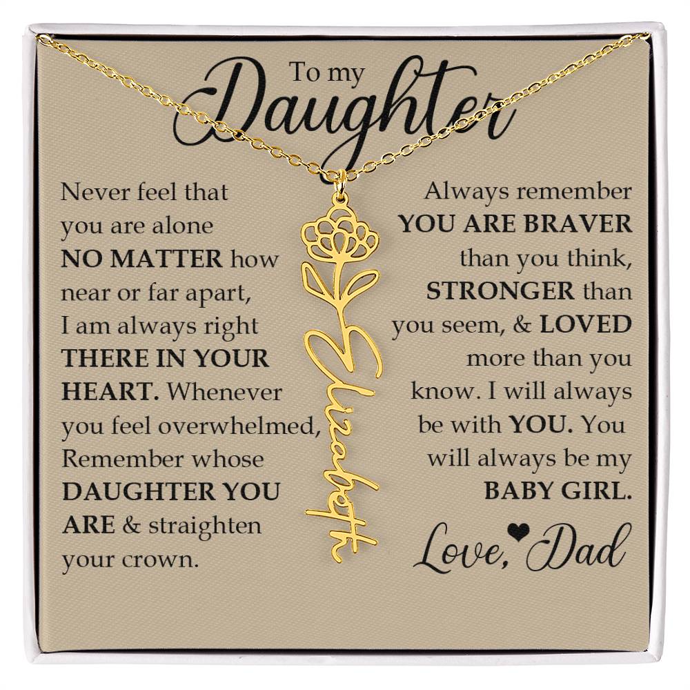 To My Daughter, Name Flower Necklace