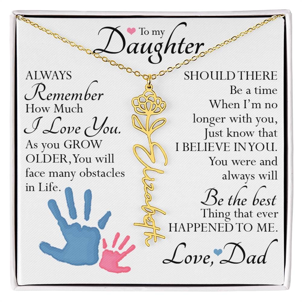To My Daughter, Name Flower Necklace