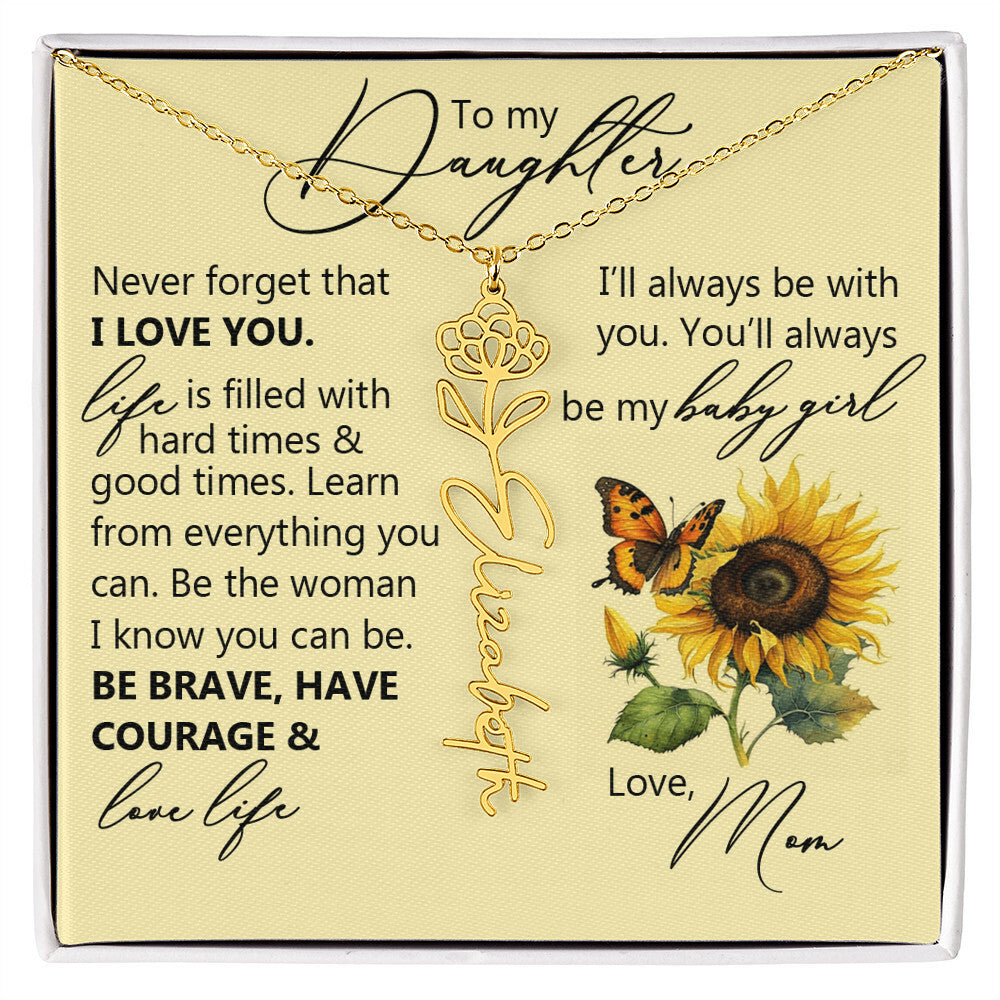 To My Daughter, Name Flower Necklace