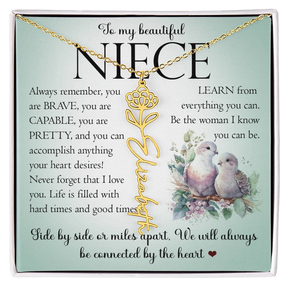 Niece Gift, Name Flower Necklace