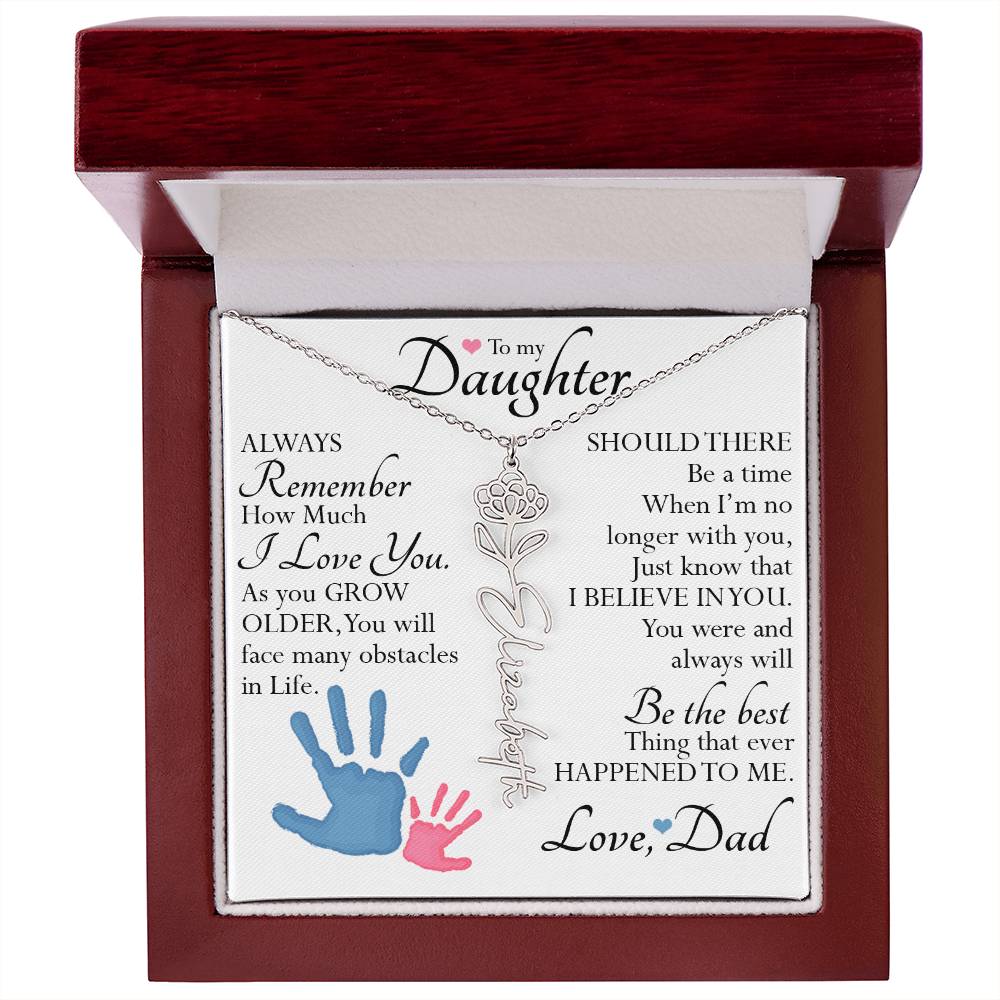 To My Daughter, Name Flower Necklace