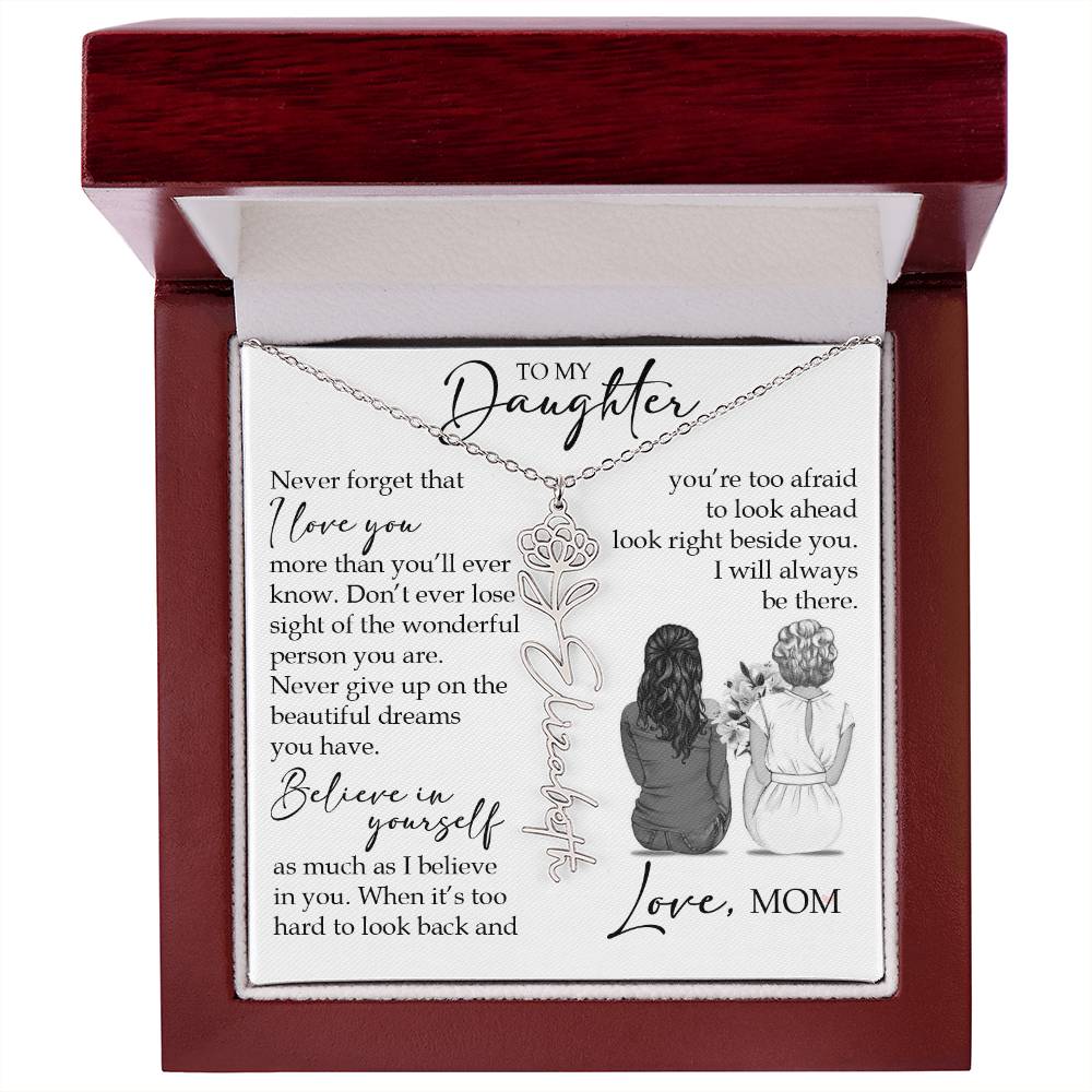 To My Daughter, Birth Flower Name Necklace