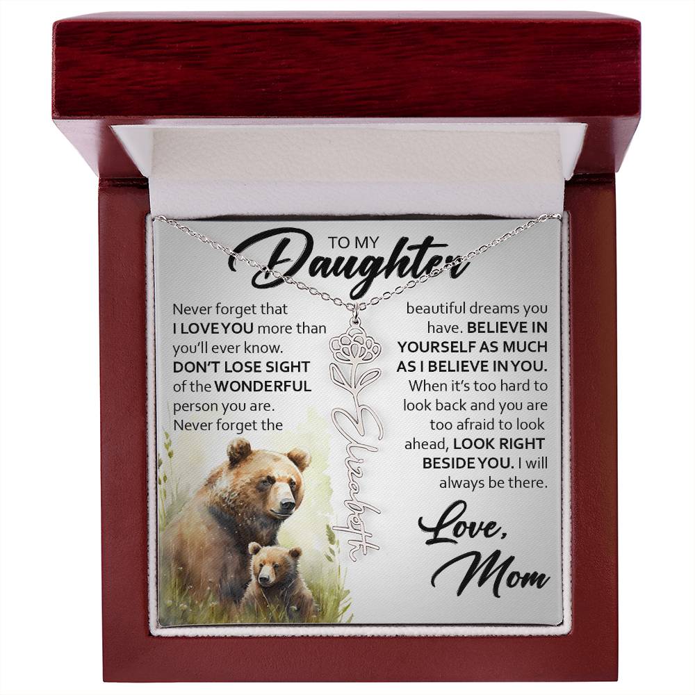 Custom Name Flower Necklace, Daughter Gift