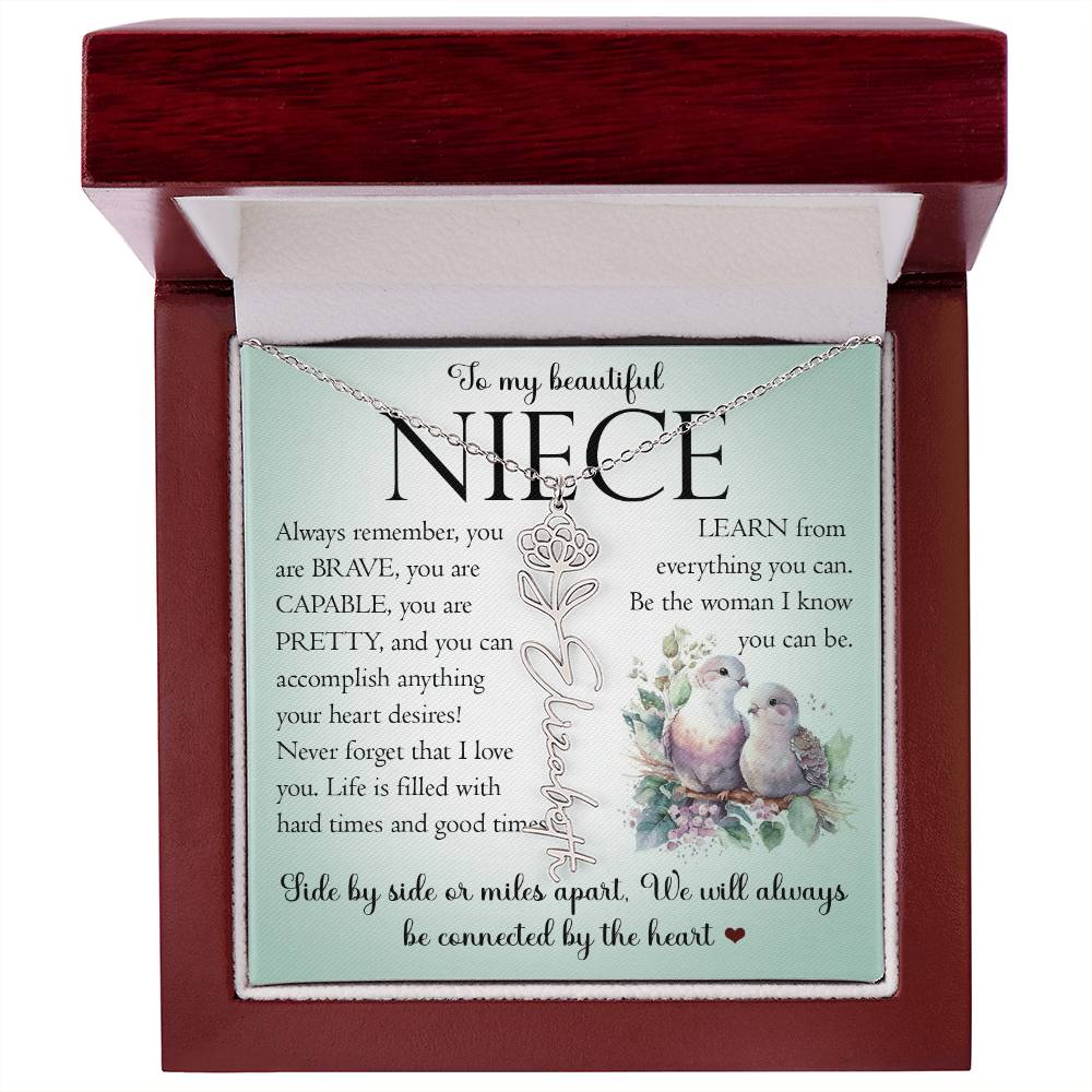 Niece Gift, Name Flower Necklace
