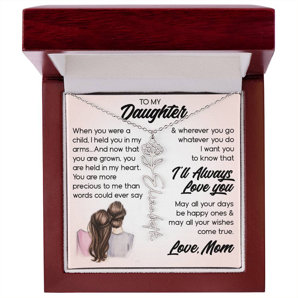 To My Daughter, Name Flower Necklace