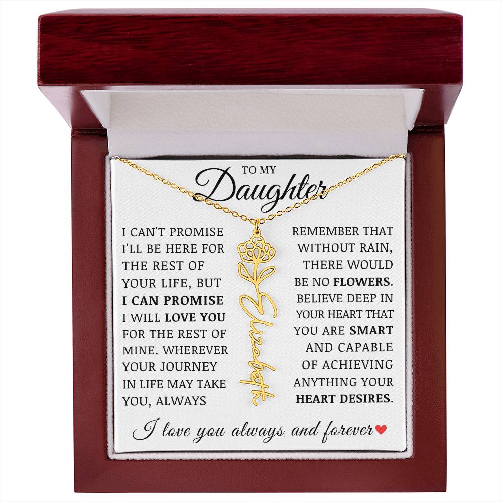 To My Daughter, Customized Name Necklace with Birth Flower, Birthday Christmas Graduation Gift for Her