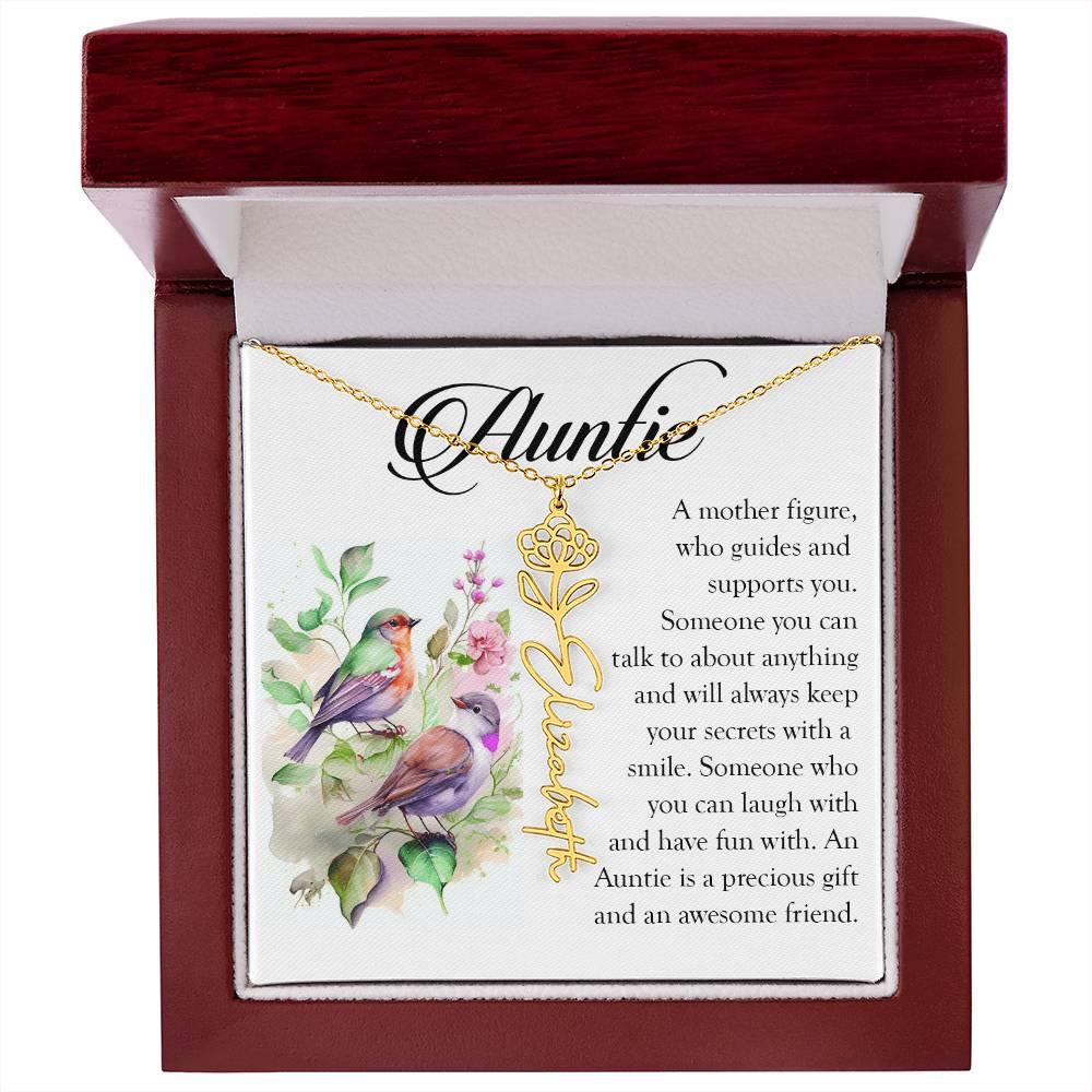 Aunt Gift, Name Flower Necklace