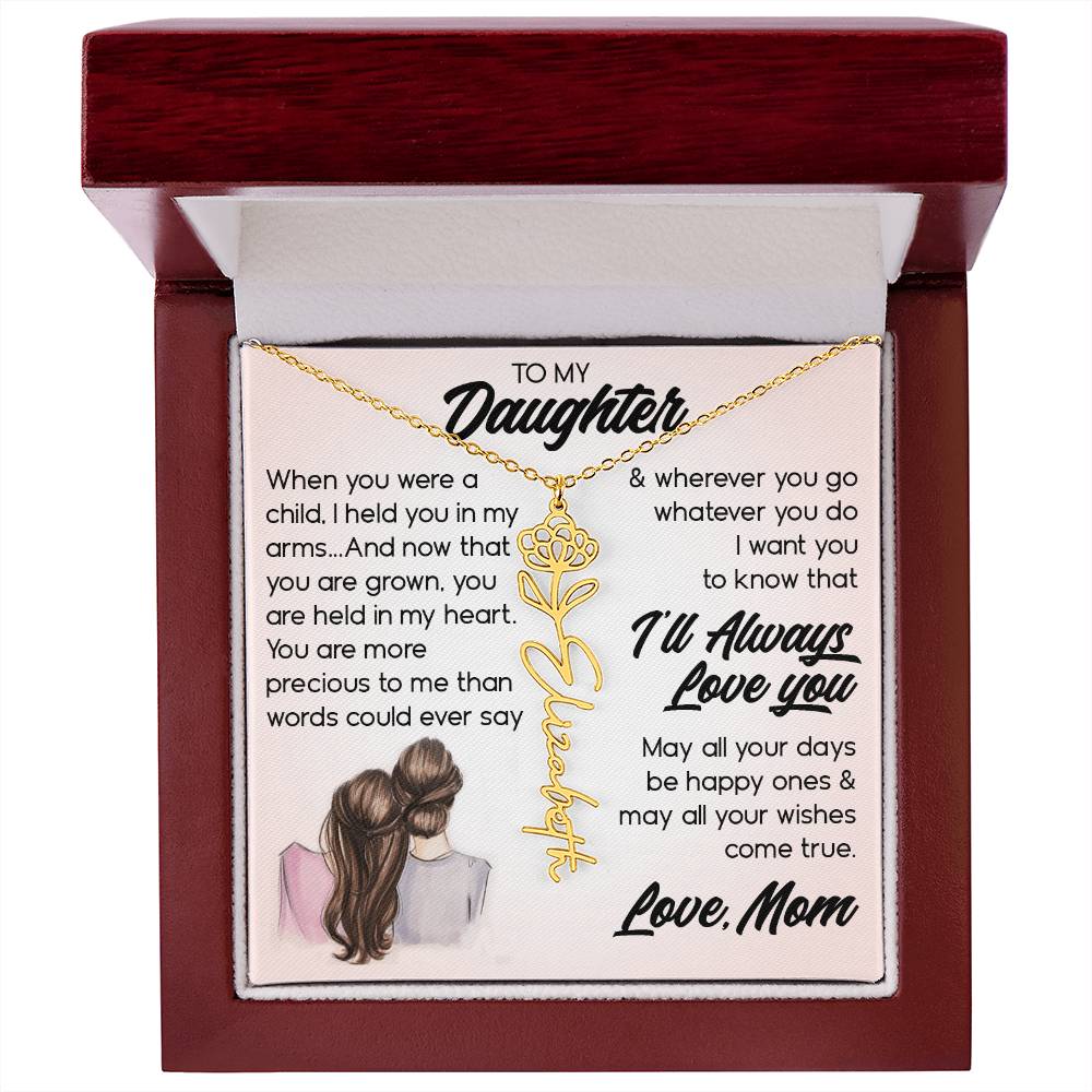 To My Daughter, Name Flower Necklace