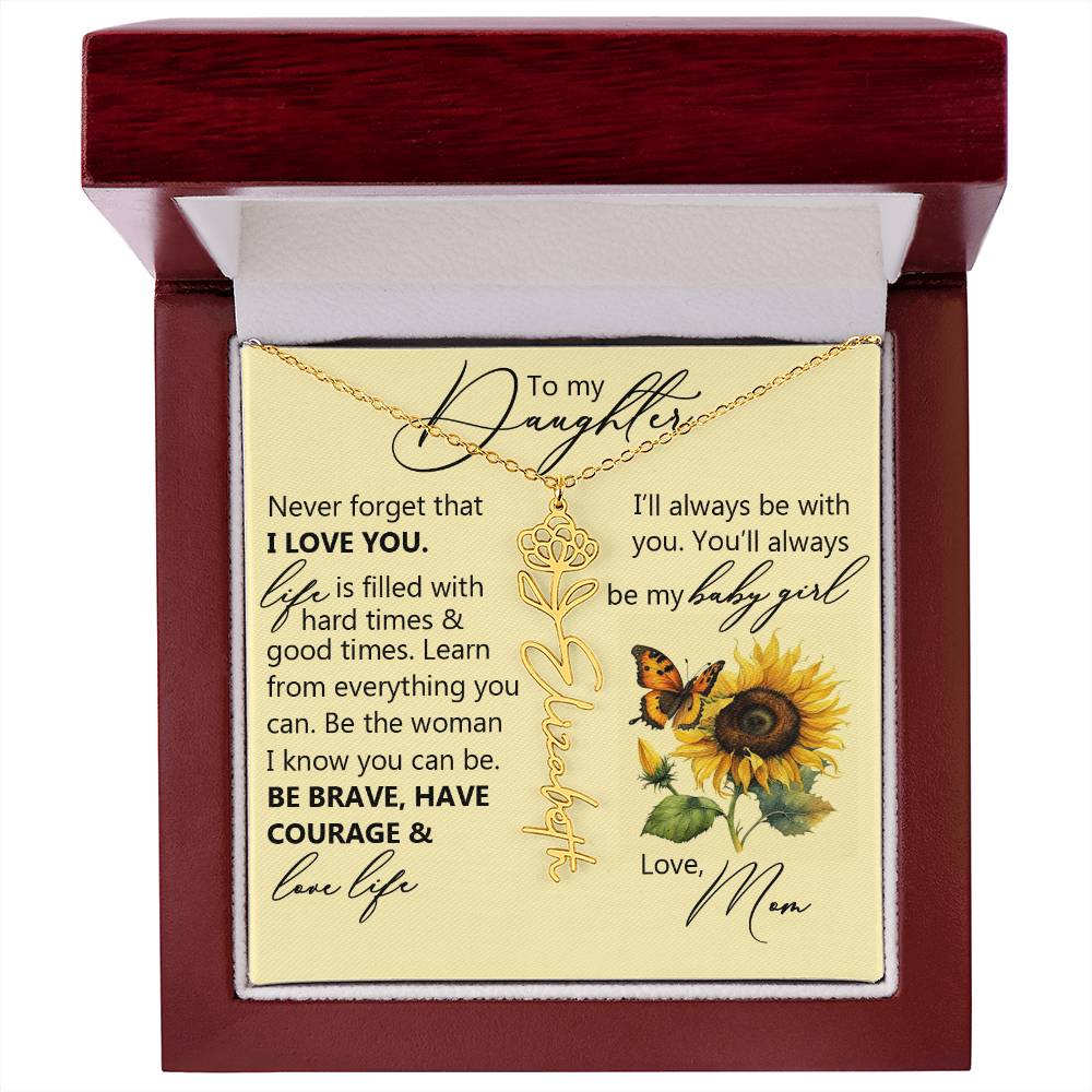 To My Daughter, Name Flower Necklace
