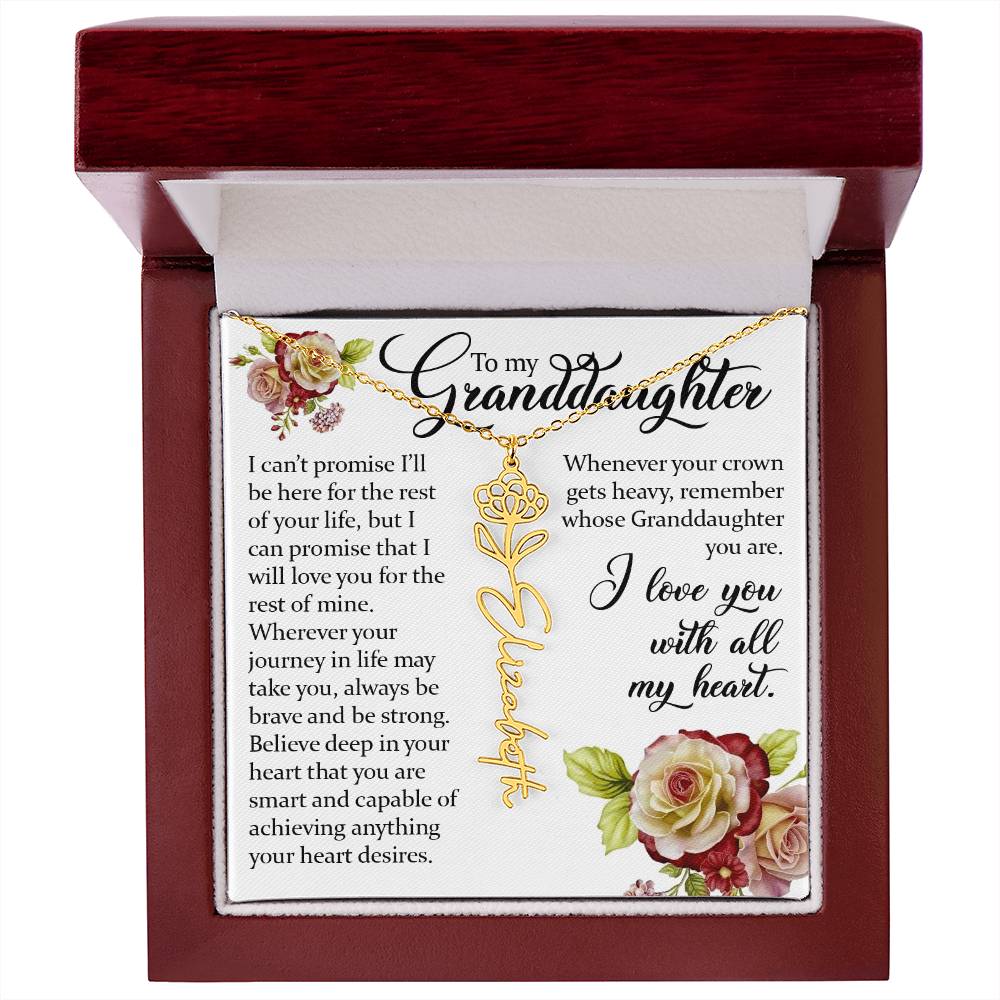 To My Granddaughter, Name Flower Necklace