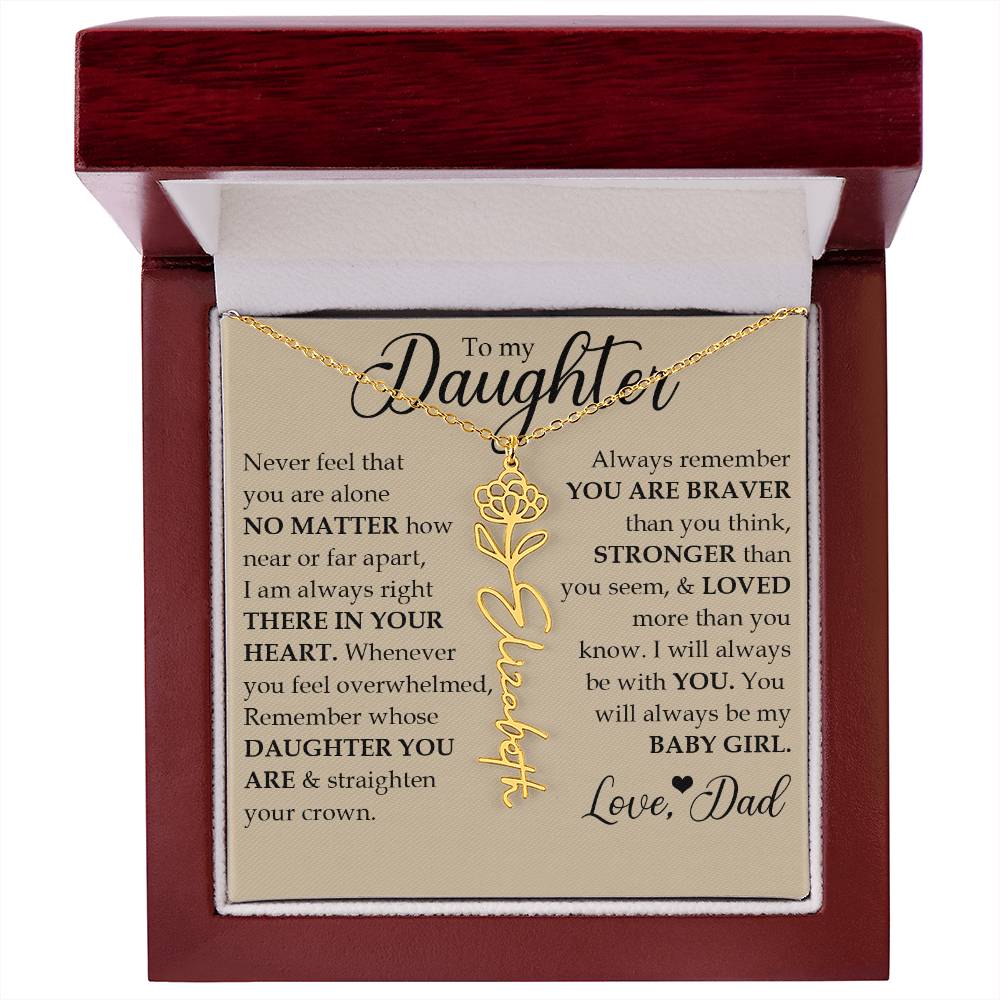 To My Daughter, Name Flower Necklace