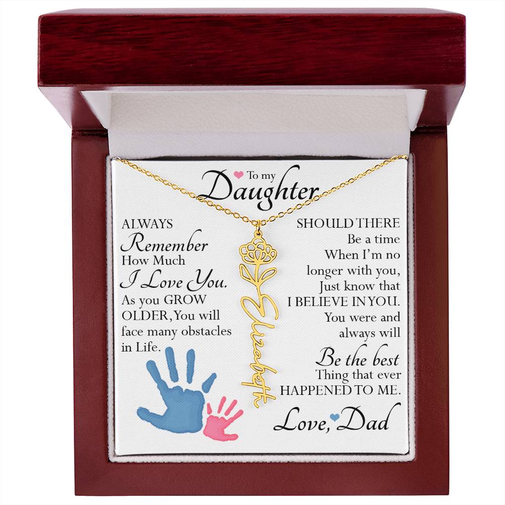 To My Daughter, Name Flower Necklace