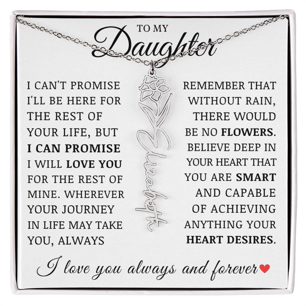 To My Daughter, Customized Name Necklace with Birth Flower, Birthday Christmas Graduation Gift for Her