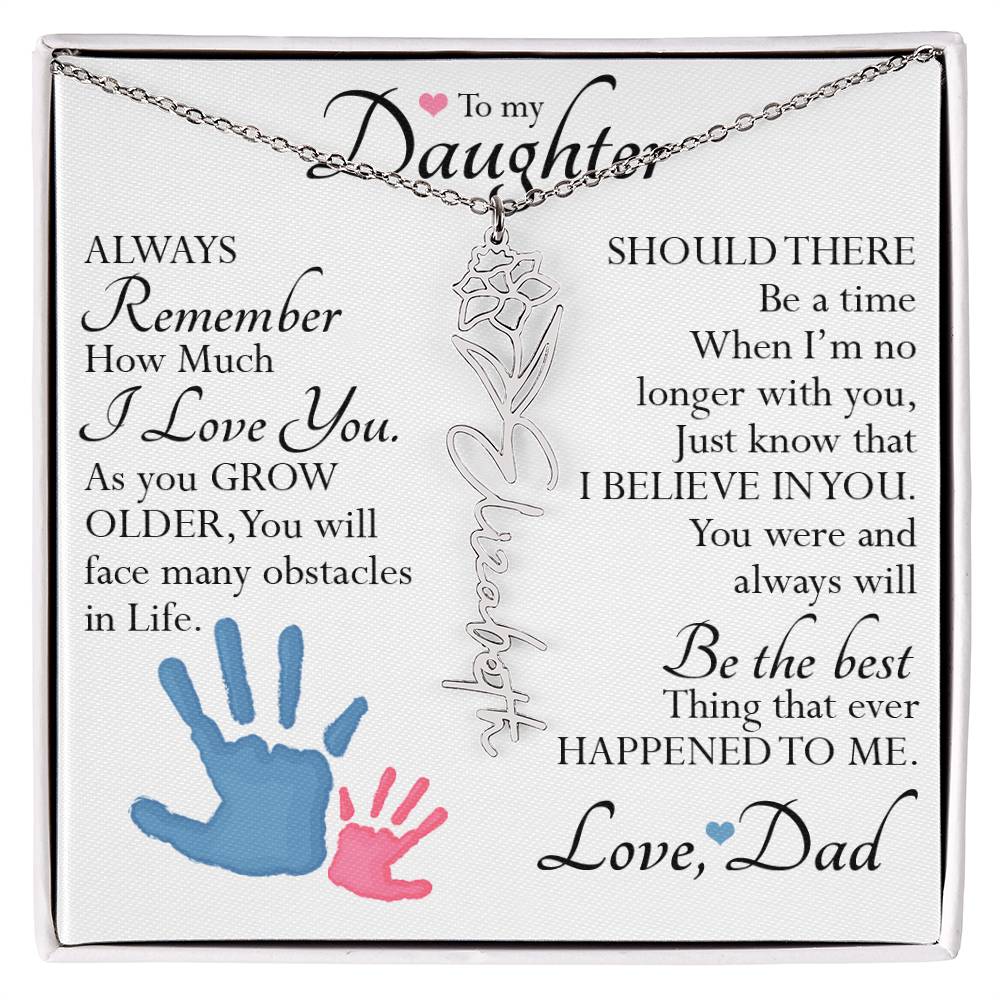 To My Daughter, Name Flower Necklace