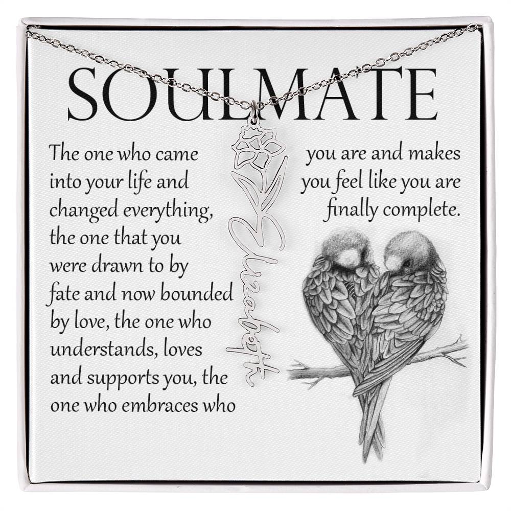 Soulmate Gift, Name Flower Necklace