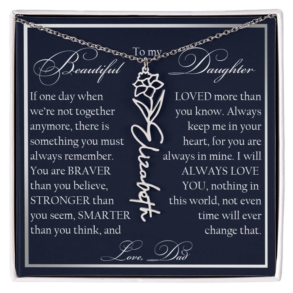 To My Beautiful Daughter, Name Flower Necklace