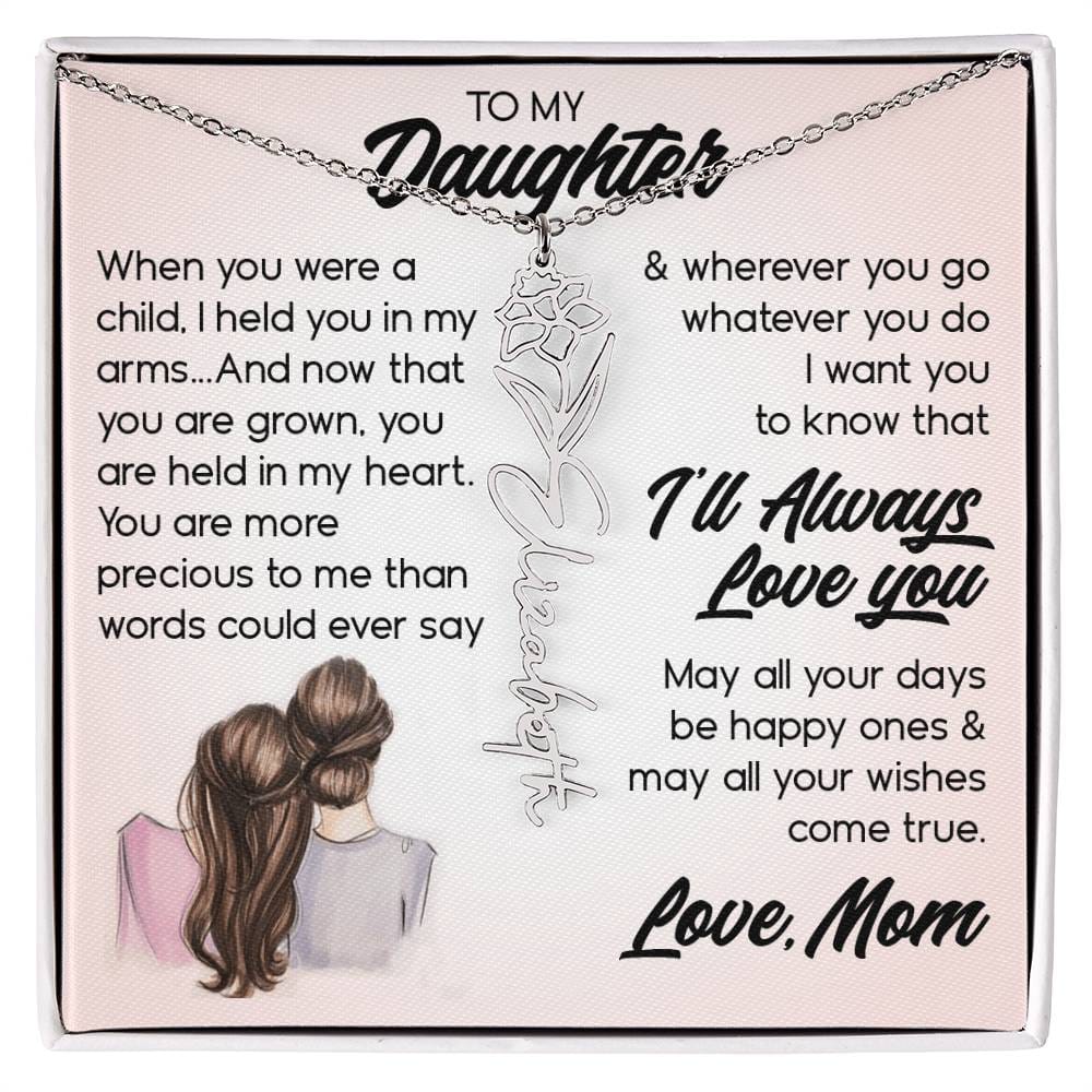To My Daughter, Name Flower Necklace
