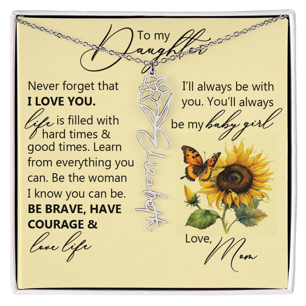 To My Daughter, Name Flower Necklace