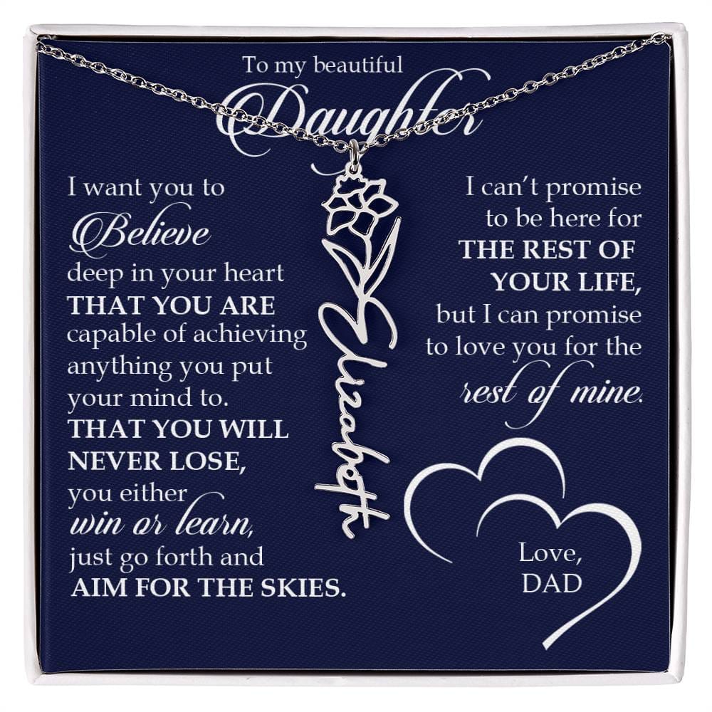 To My Beautiful Daughter, Name Flower Necklace