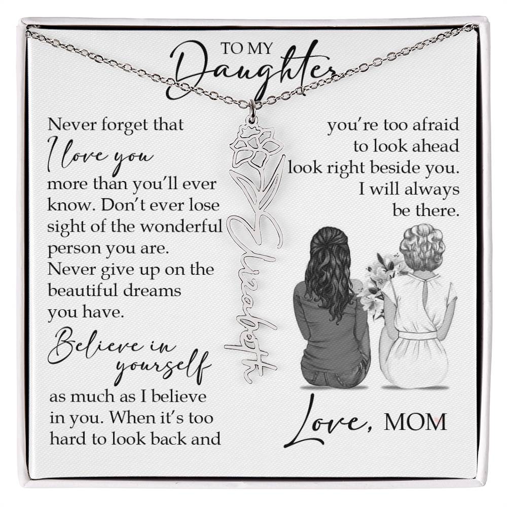 To My Daughter, Birth Flower Name Necklace