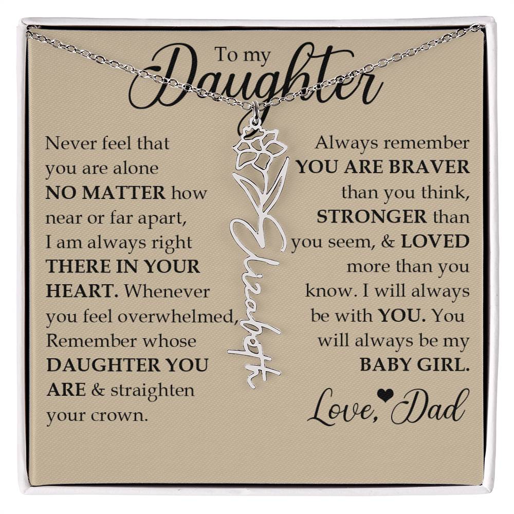 To My Daughter, Name Flower Necklace