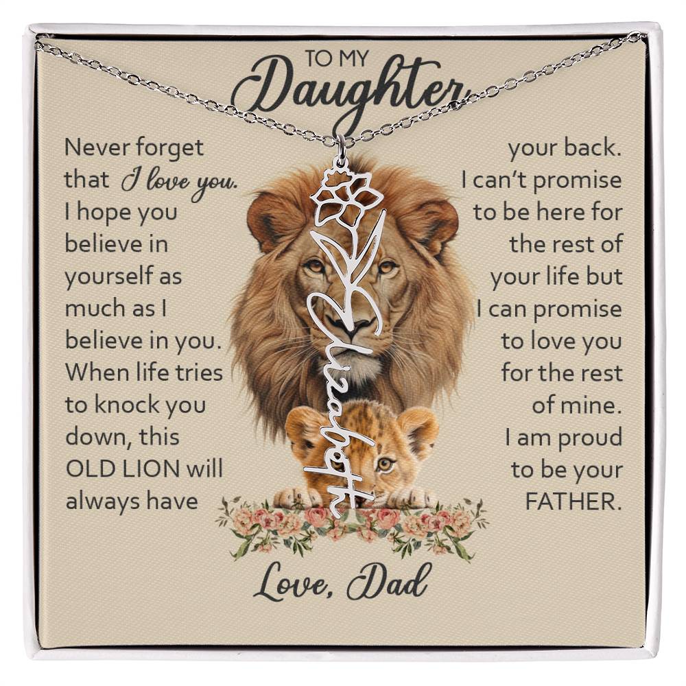 To My Daughter, Birth Flower Name Necklace