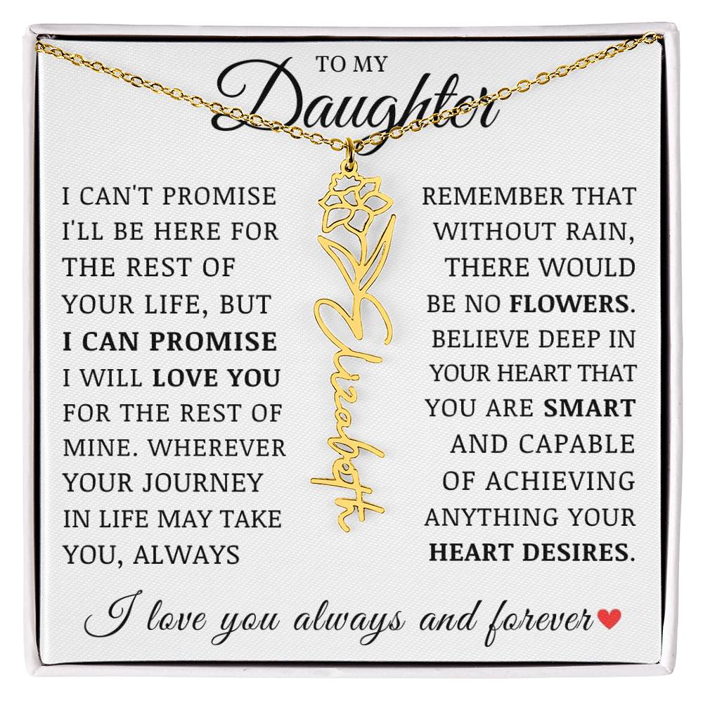 To My Daughter, Customized Name Necklace with Birth Flower, Birthday Christmas Graduation Gift for Her