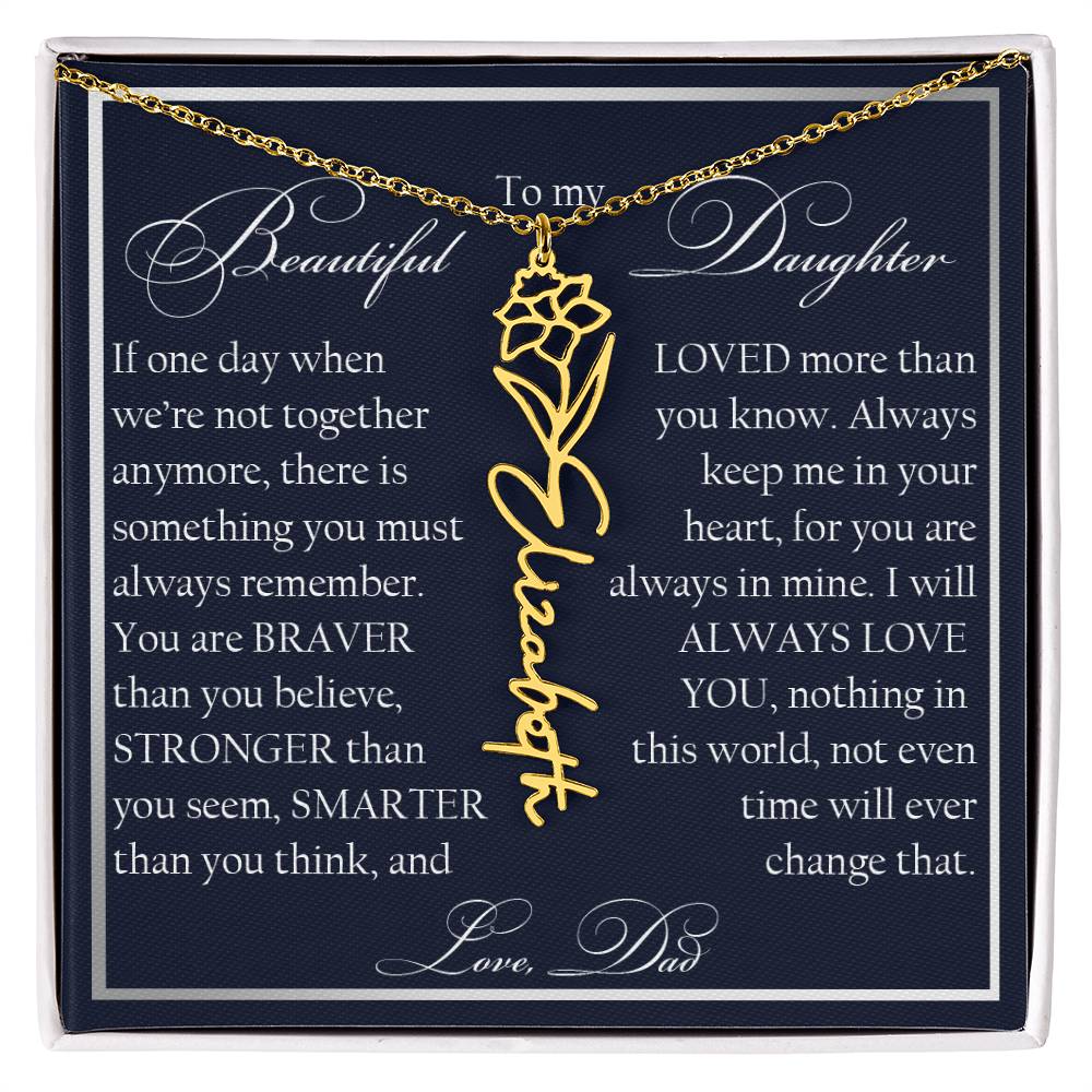 To My Beautiful Daughter, Name Flower Necklace