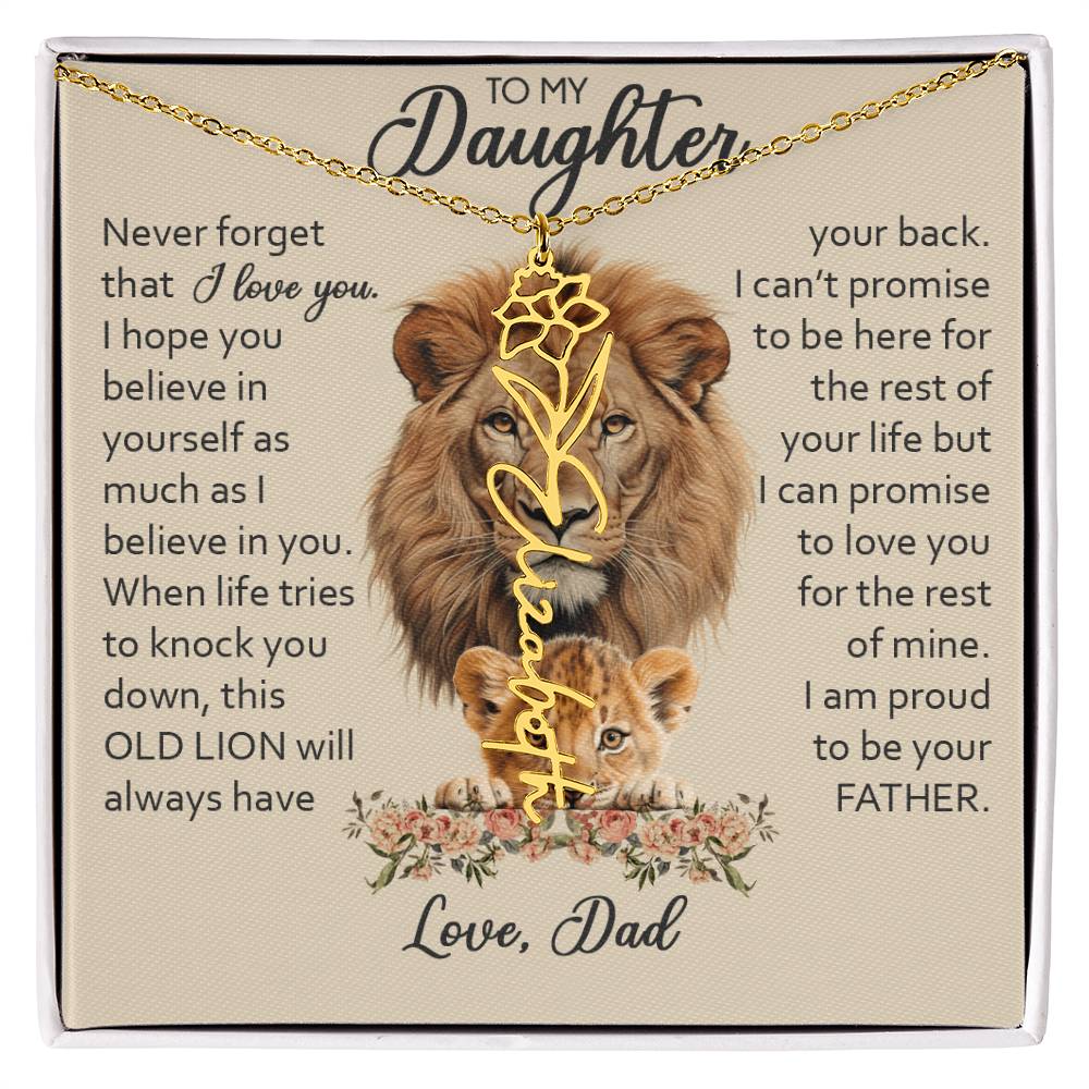 To My Daughter, Birth Flower Name Necklace