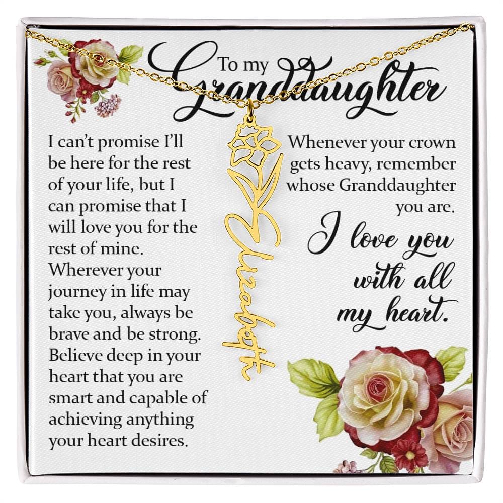 To My Granddaughter, Name Flower Necklace