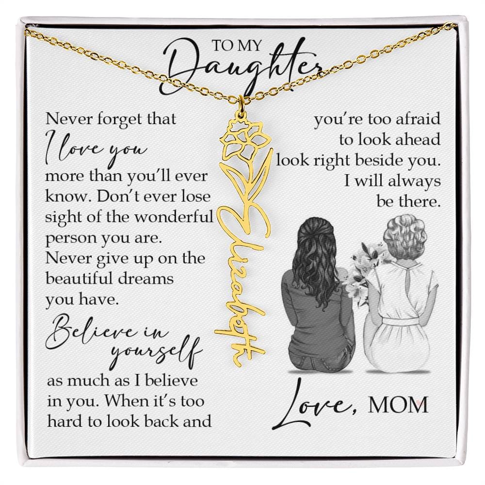 To My Daughter, Birth Flower Name Necklace