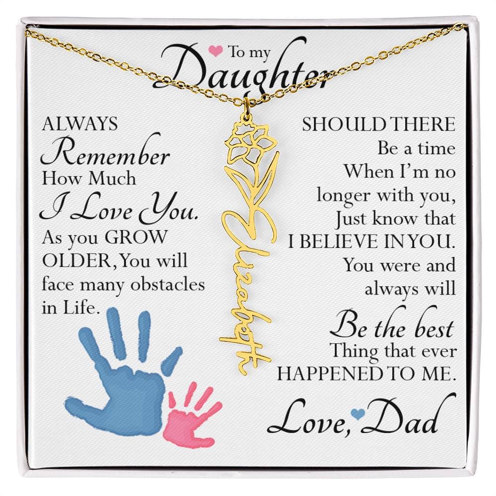 To My Daughter, Name Flower Necklace